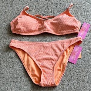 Ninety Peach Geometric Bikini Set